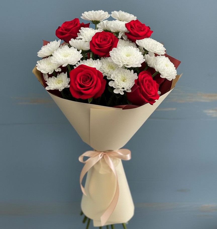 Букет цветов из: Розы и Хризантемы в Волхове