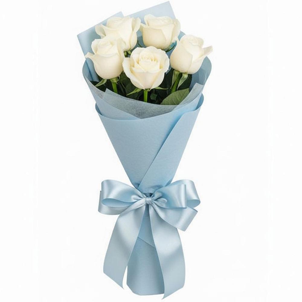 Букет 5 Белых роз Проуд в Волхове