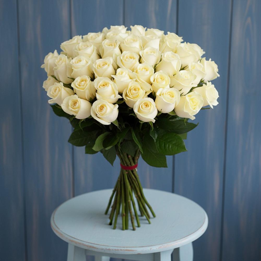 Букет 51 Белая роза Эдлесс Лав в Волхове