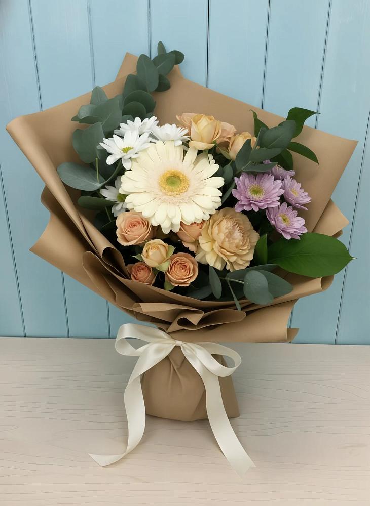 Букет цветов из: Герберы и Хризантемы в Волхове