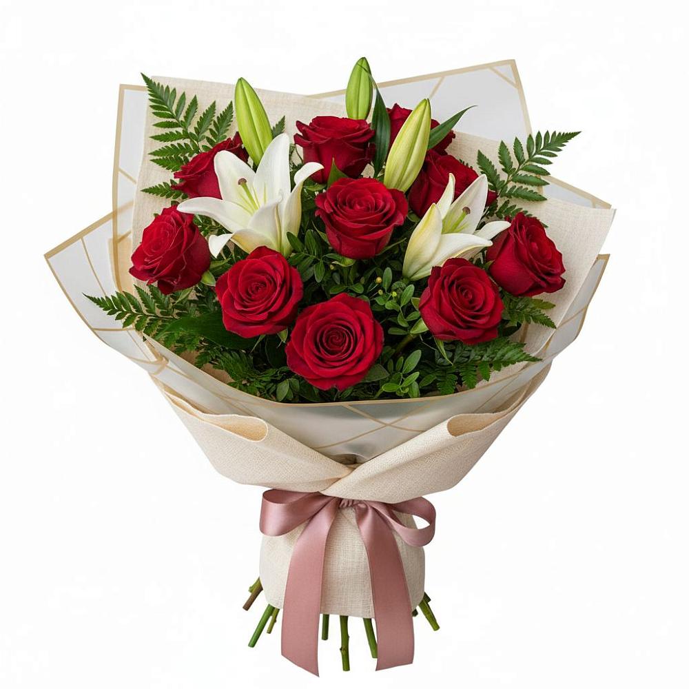 Букет цветов из: Лилии и Розы в Волхове