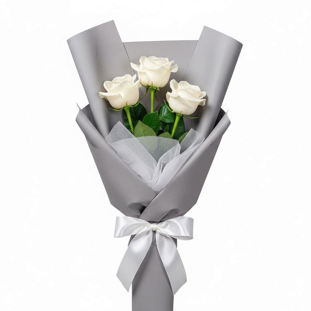 Букет 3 белые розы в Волхове