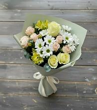 Букет цветов из:  Альстромерии, Розы и Хризантемы в Волхове